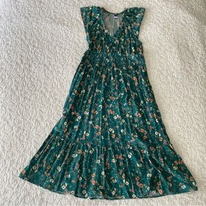 Old Navy Green Floral Print Midi Dress